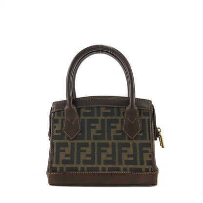 FENDI Zucca Jacquard Leather Two-way Handbag Shoulder bag Brown Vintage n3b6d8