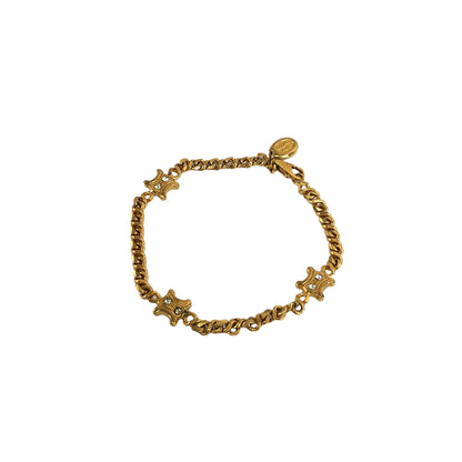 CELINE Blason stone Bracelet Gold Vintage 6f2zui