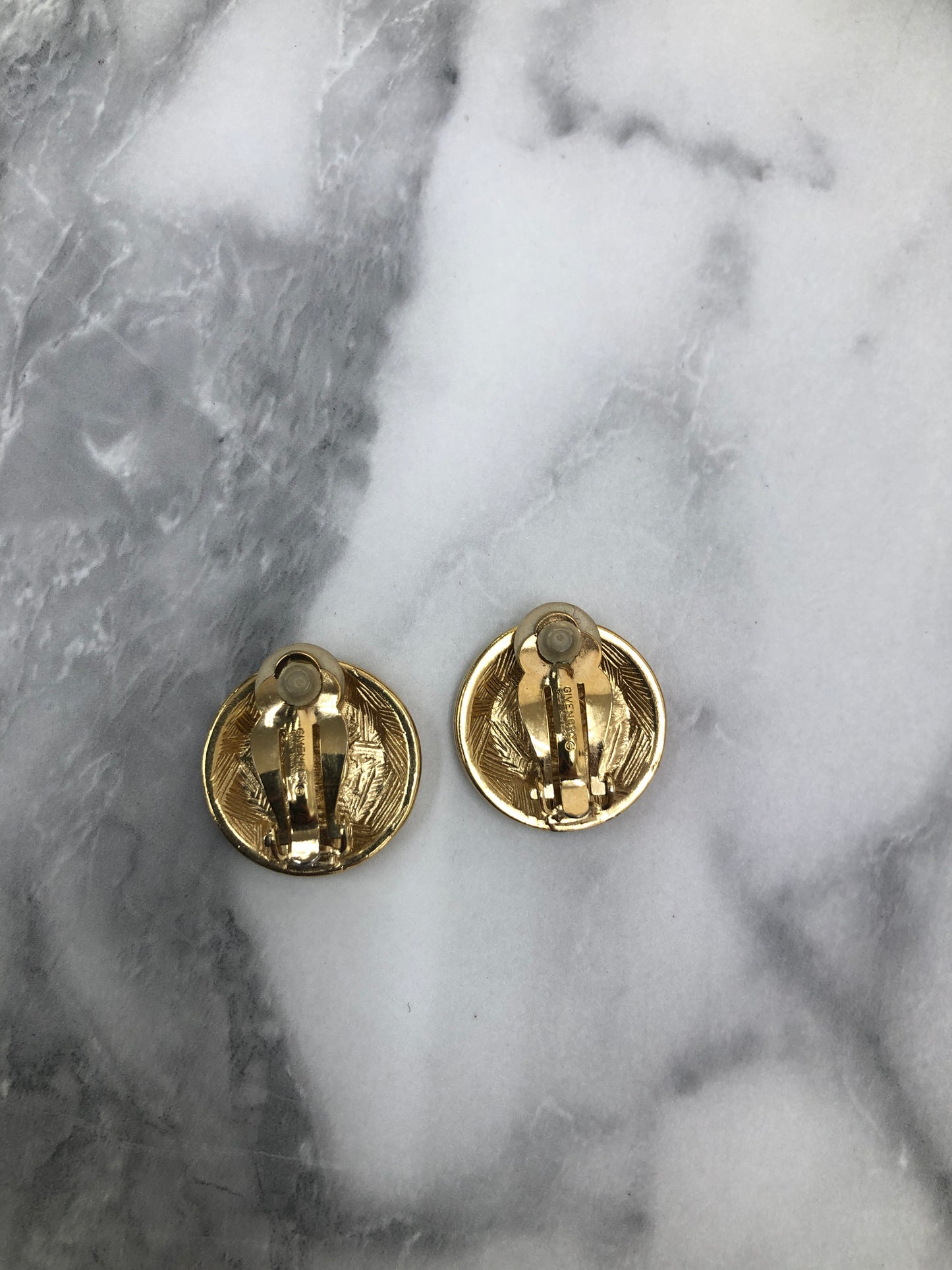 GIVENCHY Logo Round Earrings Gold Vintage i34xhi