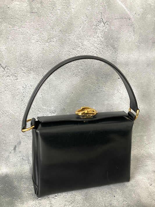 GUCCI GG Leather Handbag Black Vintage ed2pe2