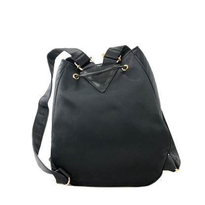 Yves Saint Laurent Logo Nylon Drawstring Backpack Navy Vintages76t25