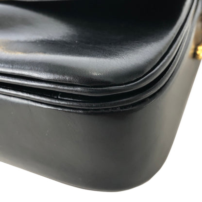 CELINE 馬銜扣皮革斜背包 黑色復古 p25eua 