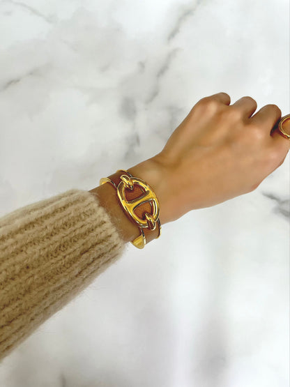 HERMES Chaine d'ancre 手鐲 駝色 復古 m7kkya 