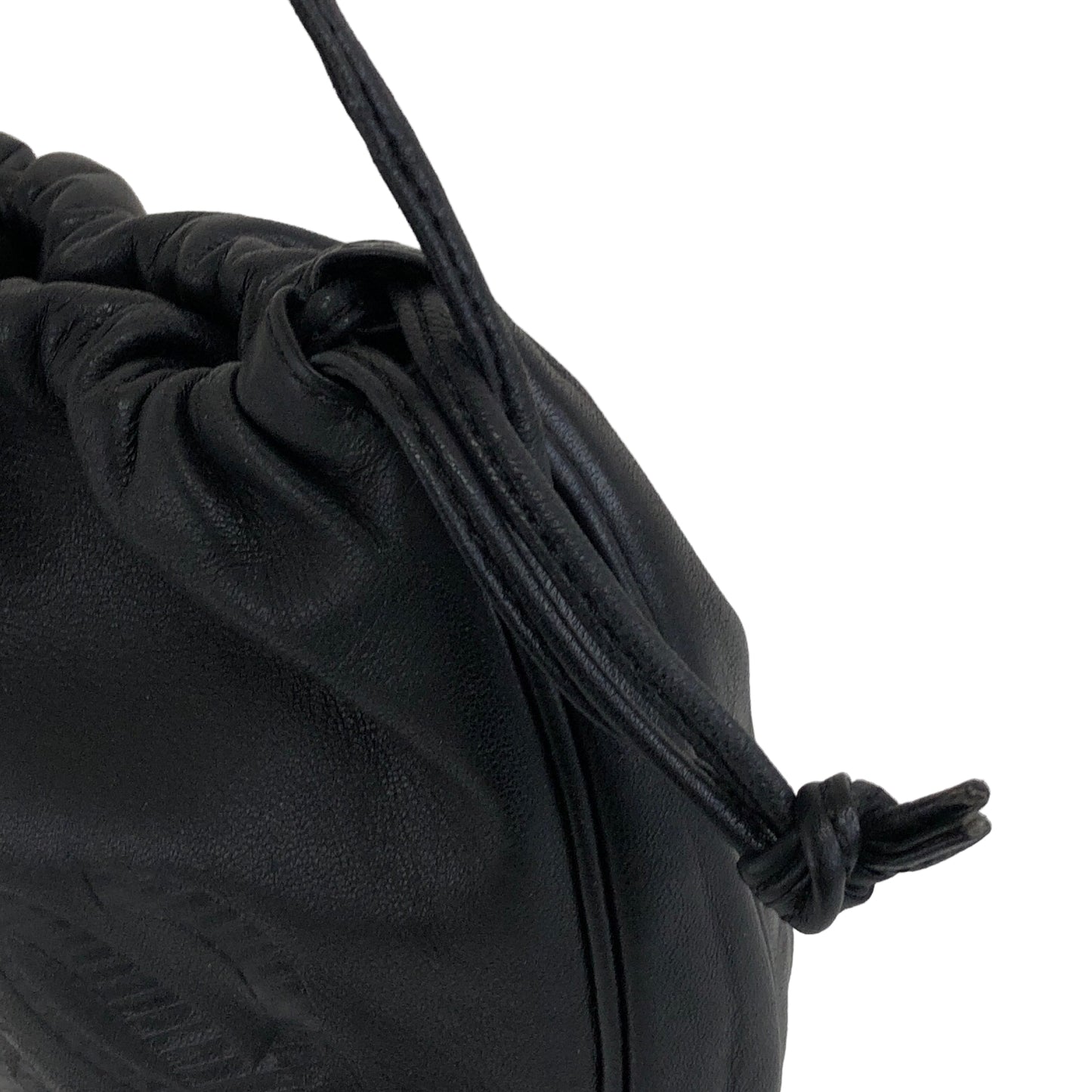 LOEWE Anagram Leather Drawstring Small Shoulder bag Black Vintage z8wxmx