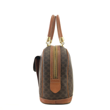 CELINE Macadam Blason Leather Handbag Brown Vintage b87m64