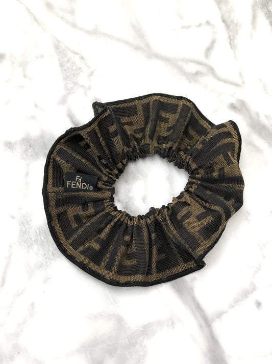 FENDI Zucca Jacquard Hair Accessories Scrunchie Brown Vintage xr2b8a