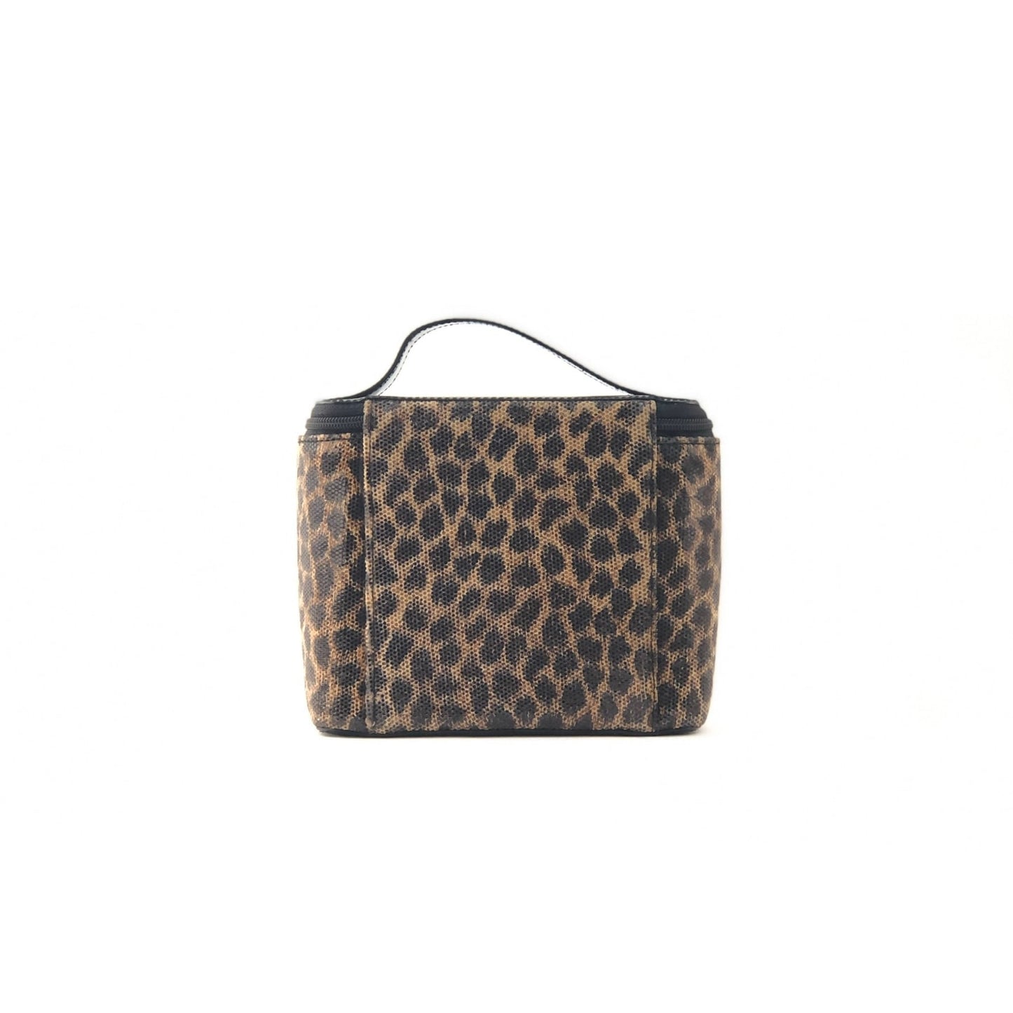 LOEWE Leopard Vanity Enamel Handbag Mini Bag Black Brown vintage Old x7rt6f
