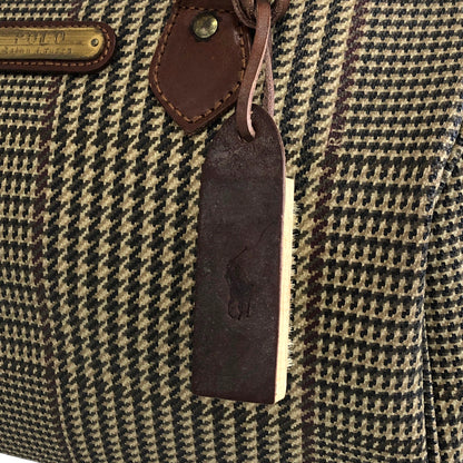 RALPH LAUREN Glen Check Handbag Boston bag Brown Vintage mgcf5g