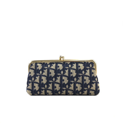 Christian DIor Trotter 提花手拿包 海軍藍 復古 rj622u