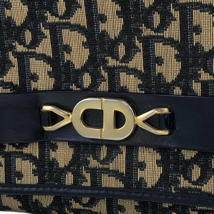 Christian Dior Trotter CD 標誌提花鏈單肩包 海軍藍 復古 5ku4iy