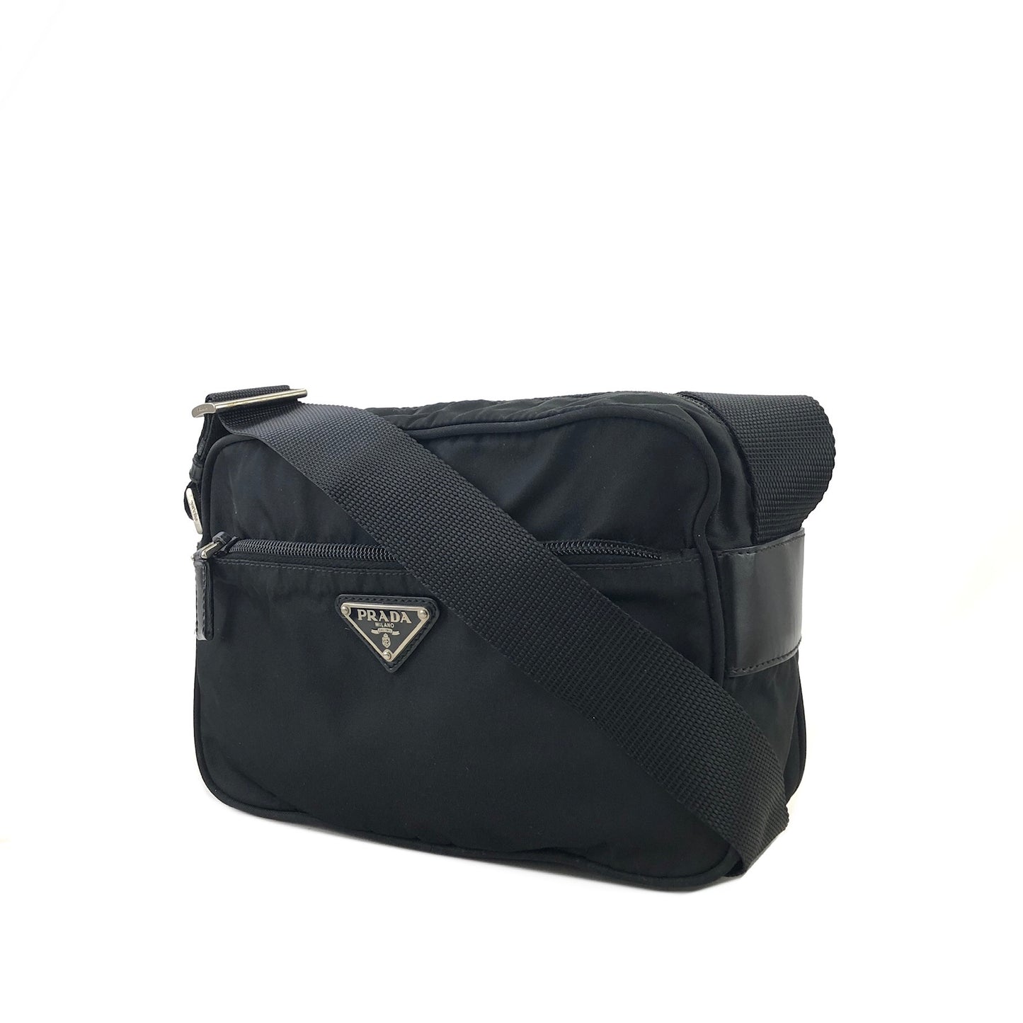 PRADA Triangle Logo Nylon Shoulder bag Black Vintage nzkhnd