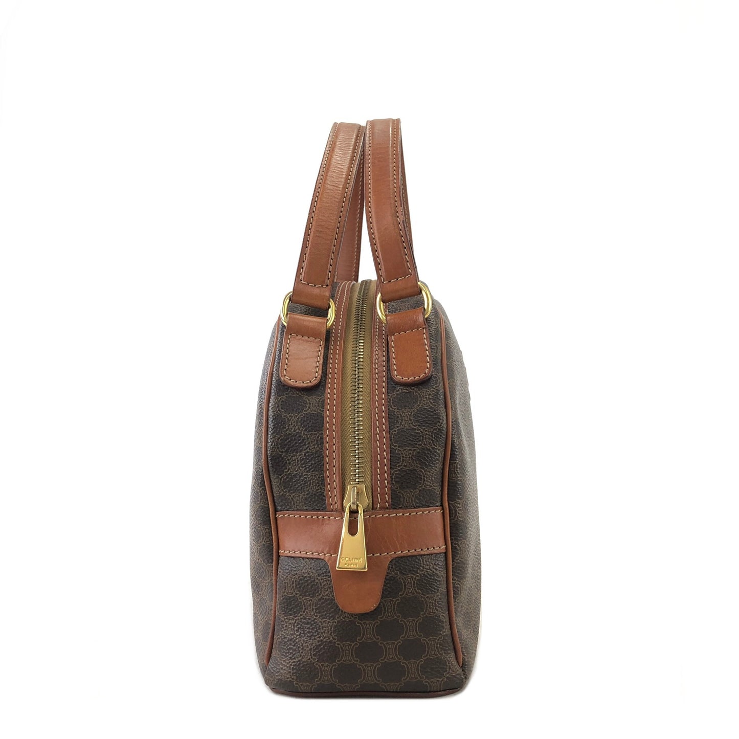 CELINE Macadam Blason Handbag Half Round bag Brown Vintage pjydec