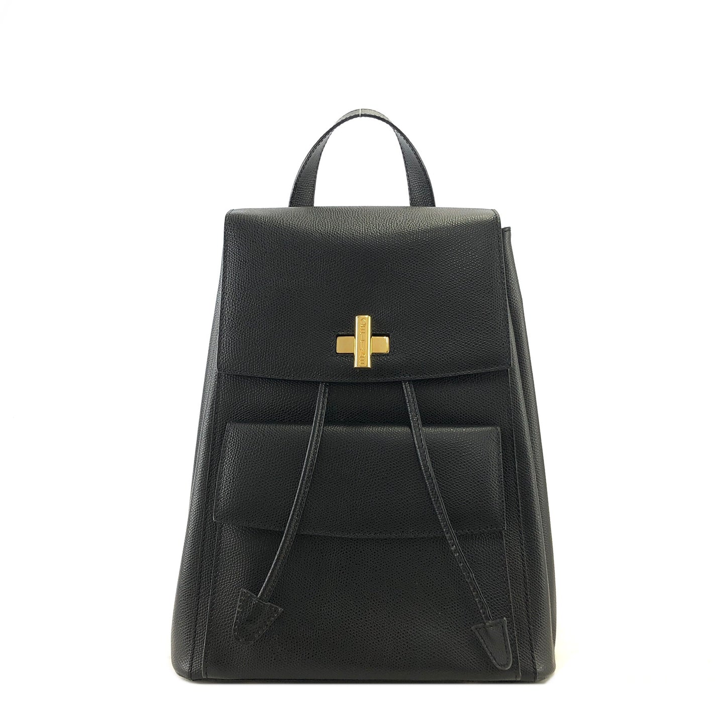 CELINE Turn Lock Leather Backpack Black Vintage y4kmst