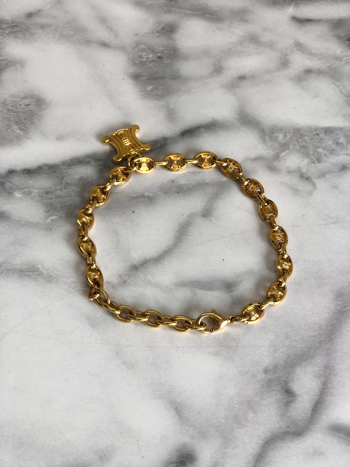 CELINE Triomphe Chain Bracelet Gold Vintage uv26ww