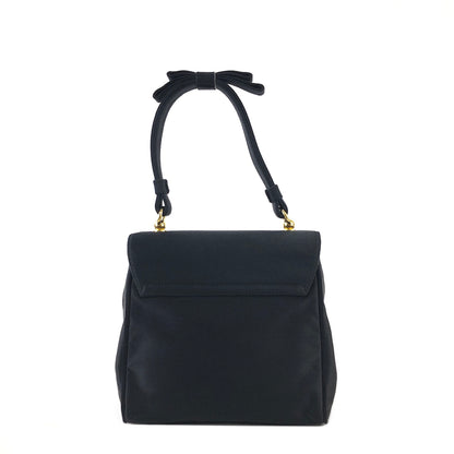 PRADA Logo Motif Satin Handbag Black Vintage 5vsuzi