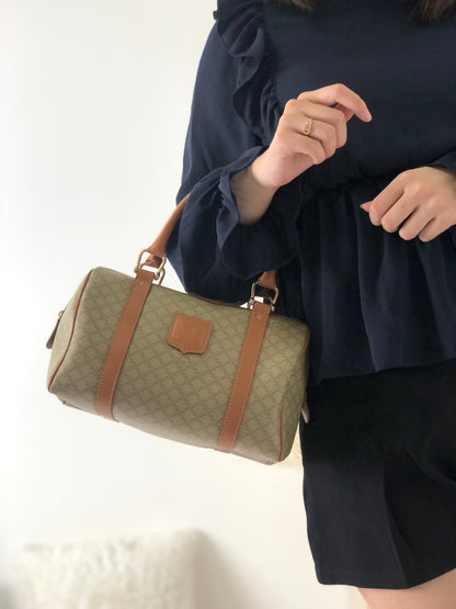 CELINE Macadam Blason Handbag Boston bag Beige Vintage 5s6c26