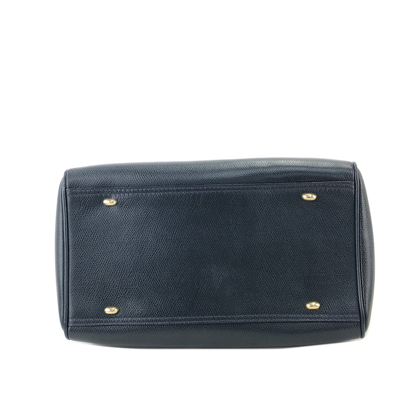 CELINE Embossed Leather Boston bag Handbag Navy Vintage pwhaxj