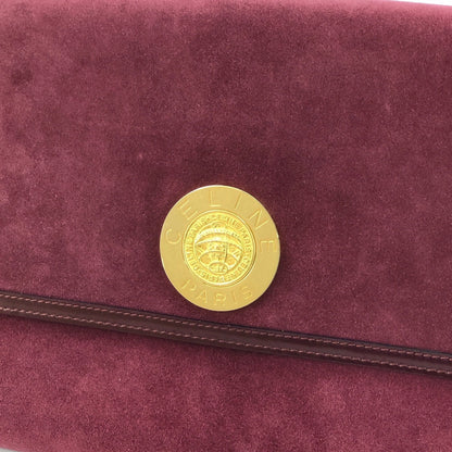 CELINE Medal Motif Suede Shoulder bag Clutch bag Bordeaux Vintage Old Celine 4kyyct