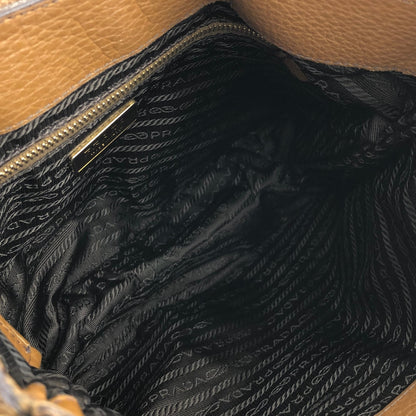 PRADA front lock logo leather hobo shoulder bag brown vintage b3ar2c