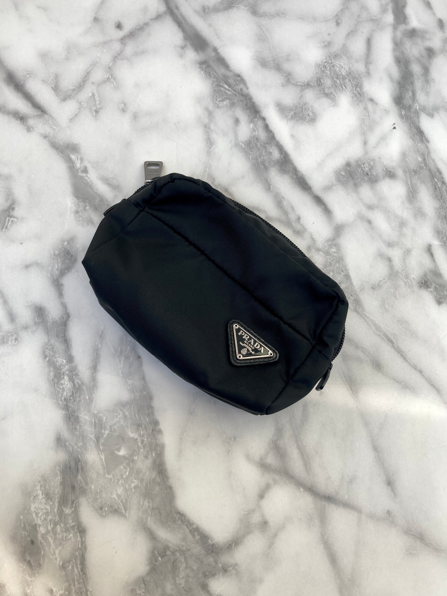 PRADA Triangle Logo Nylon Pouch Black Vintage 7wx6yx