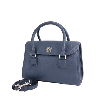LOEWE Anagram Leather Two-way Small Boston bag Shoulder bag Navy Vintage nwunu6