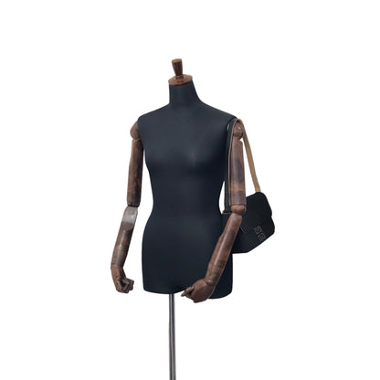 GIVENCHY Logo Canvas Leather Handbag Shoulder bag Black Vintage gbvuzi