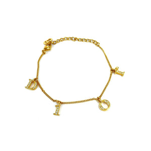 Christian Dior Dior Alphabet logo stone bracelet gold vintage old a7ikgr