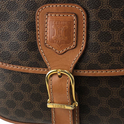 CELINE Macadam Blason Buckle Crossbody Shoulder bag Brown Vintage yge8nd
