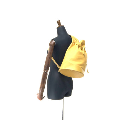 LOEWE logo motif drawstring purse one-shoulder leather shoulder bag yellow vintage old dat6px