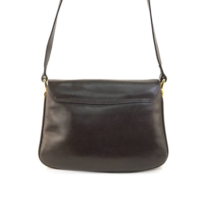 CELINE Turn Lock Horse Carriage Leather Shoulder Bag Brown vintage Old Celine 5pjskt