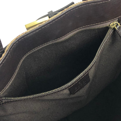 GUCCI front belt GG canvas handbag beige brown vintage old um3y8c