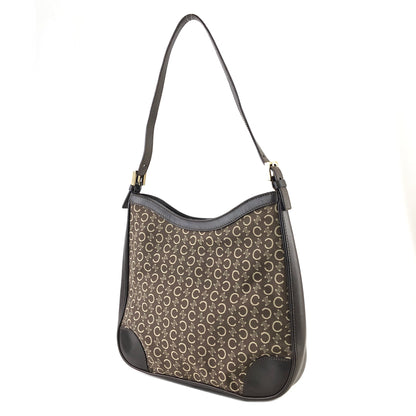 CELINE Macadam  Jacquard Leather Shoulder bag Hobobag Brown Vintage afg23s