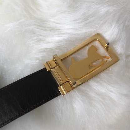 CELINE 馬車鱷魚壓花皮革腰帶棕色復古 rpydy6 
