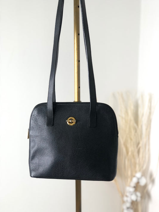 CELINE Toggle Clasp Leather Shoulder bag Black Vintage id5pnu