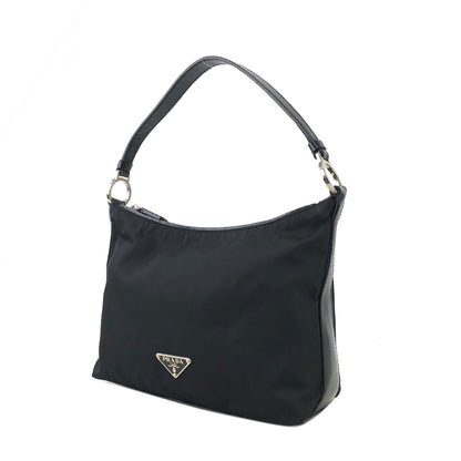 PRADA Triangle Logo Nylon Handbag Hobobag Black Vintage rd8vmt