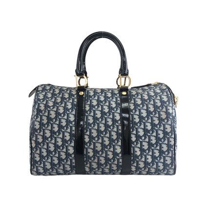 Christian Dior Trotter 掛鎖漆面手柄手提包波士頓包海軍藍復古 em4wmx 