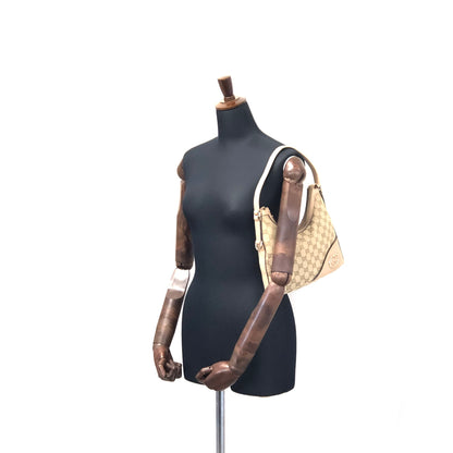 GUCCI GG Pattern Jacquard Leather Shoulder bag Hobobag Beige Vintage y4h8mn