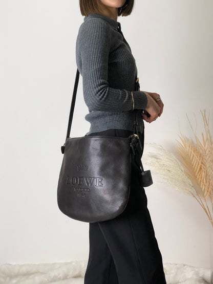 LOEWE Leather Shoulder bag Brown Vintage usk62t