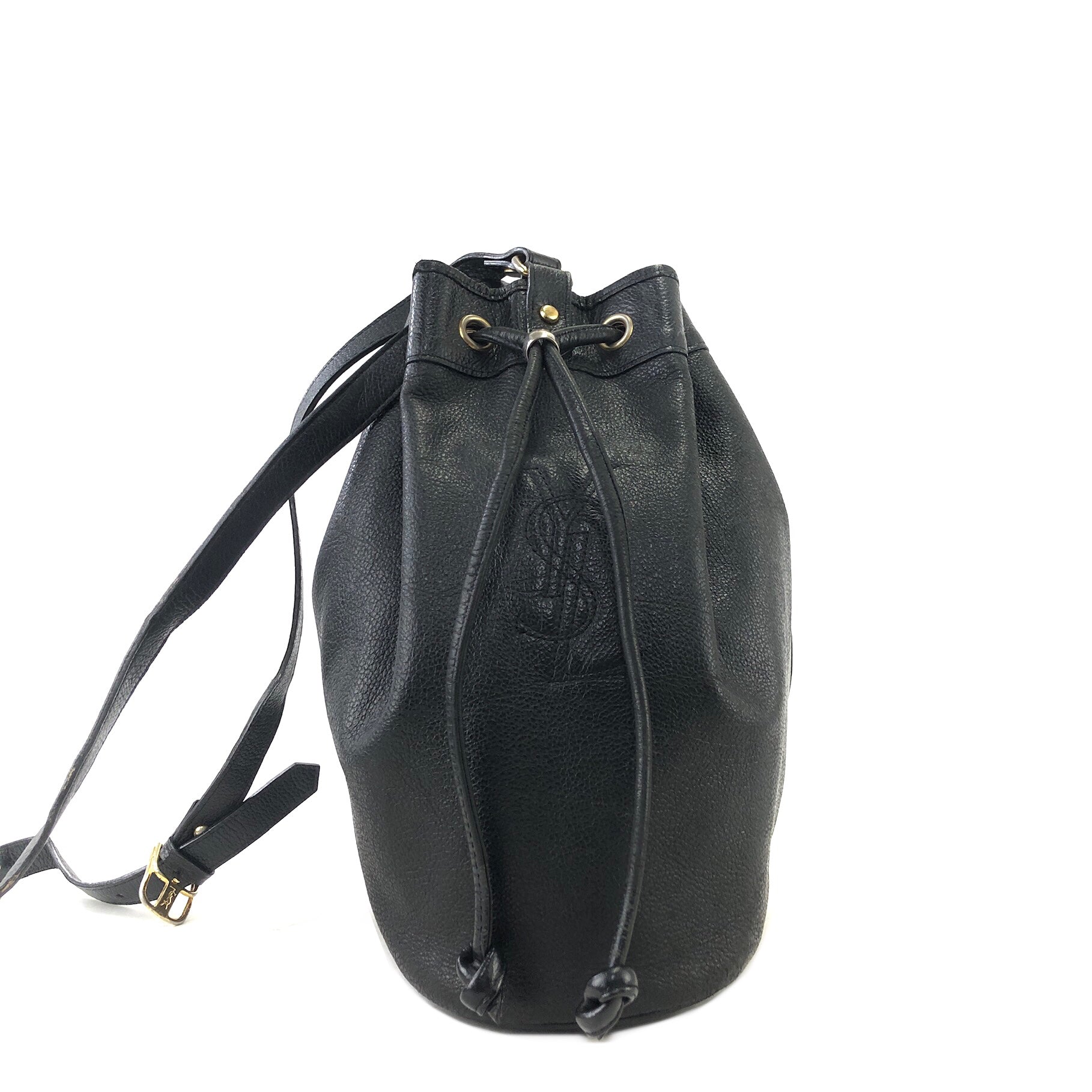 GUCCI Logo Leather Chain Crossbody Shoulder bag Black Vintage vypi6w