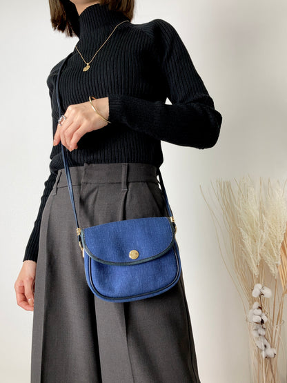 CELINE Blason Denim Small Shoulder bag Indigo Vintage x5cwtz