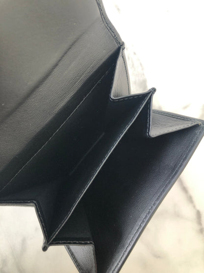 CELINE Macadam Leather Trifold Wallet Black Vintage 8jsi32