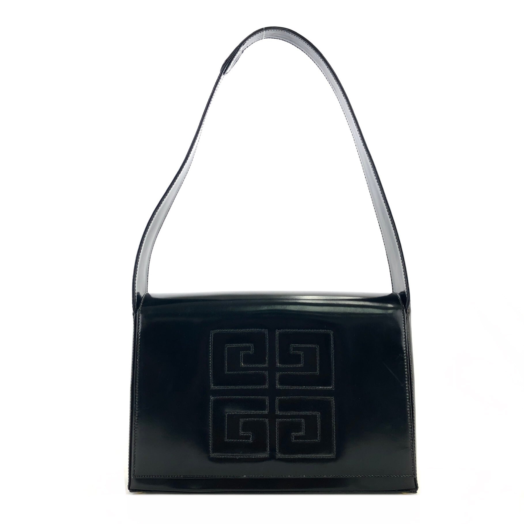 Givenchy Circle Logo 2 Way Shoulder Hand Bag W 20cm Black Japan Vintage  [Used]