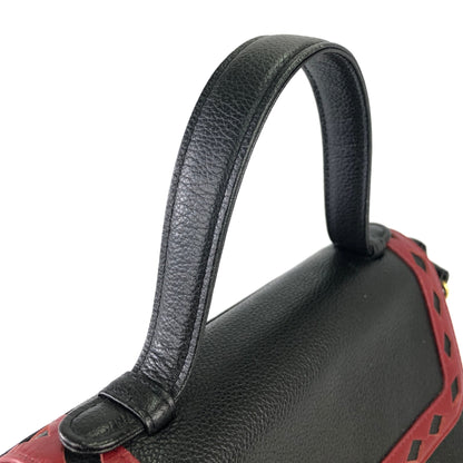 Yves Saint Laurent diamond cut YSL 2way leather shoulder bag handbag black vintage old axstfw