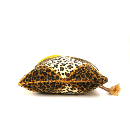 Christian Dior Leopard purse pile fabric pouch brown yellow vintage old dbky5v