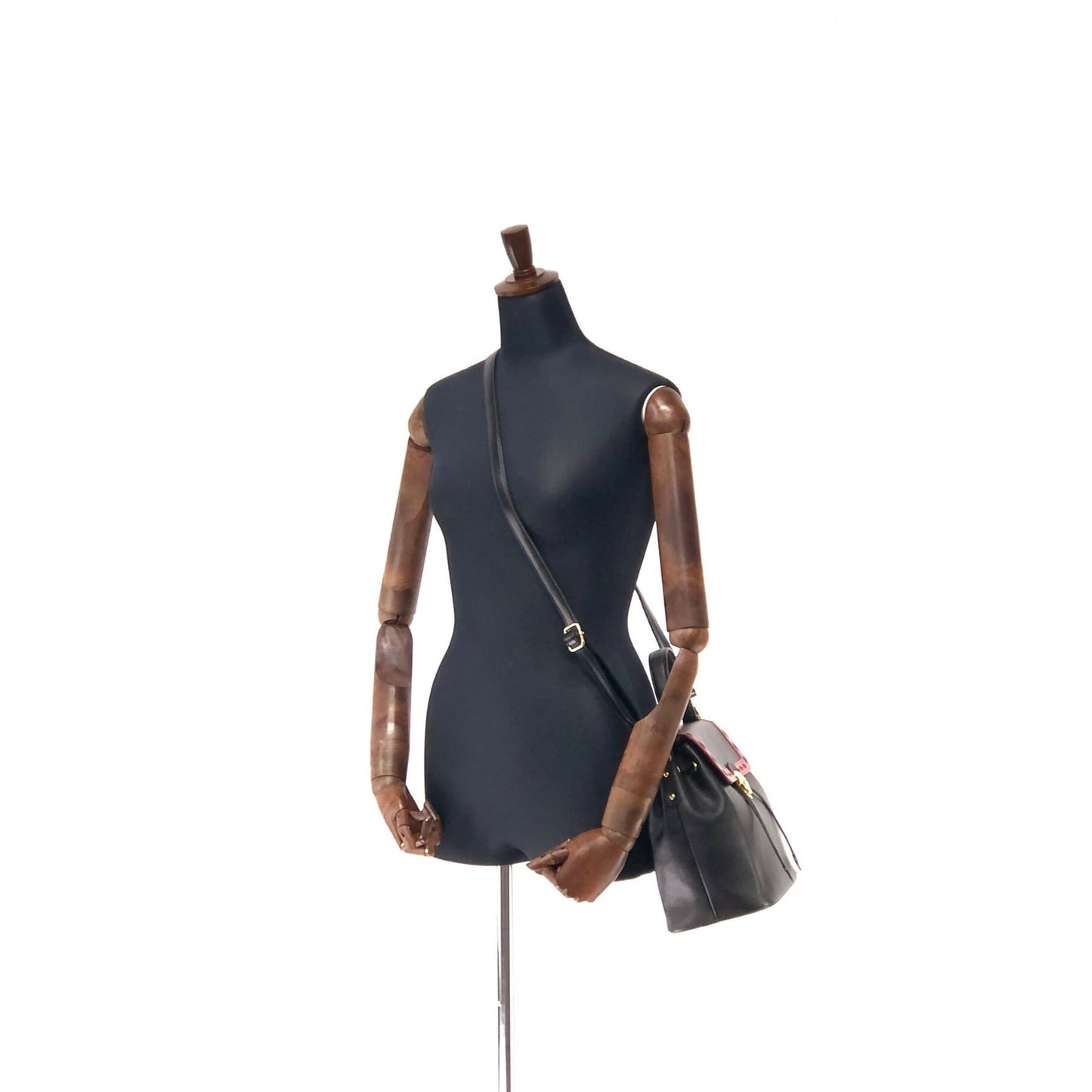 Yves Saint Laurent diamond cut YSL 2way leather shoulder bag handbag black vintage old axstfw