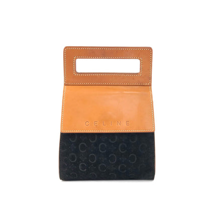 CELINE Macadam Blason Suede Handbag Mini Bag Black Camel vintage Old Celine gk4x2r