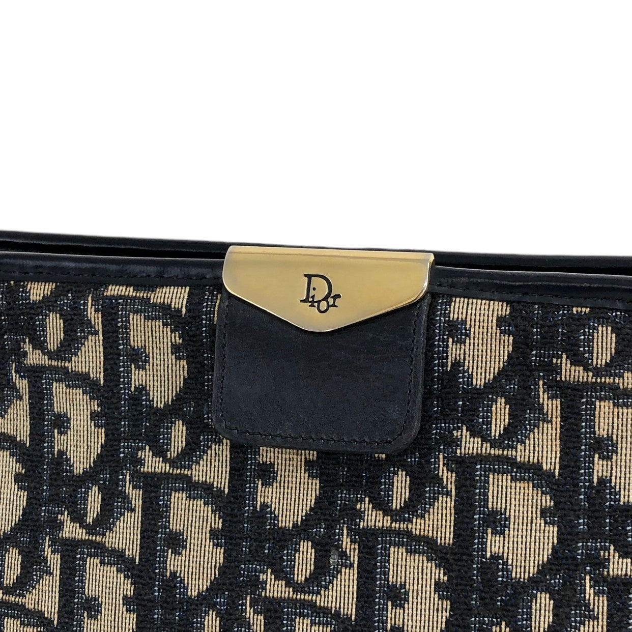 Christian Dior Trotter Jacquard Leather Shoulder bag Navy Vintage z57hhm