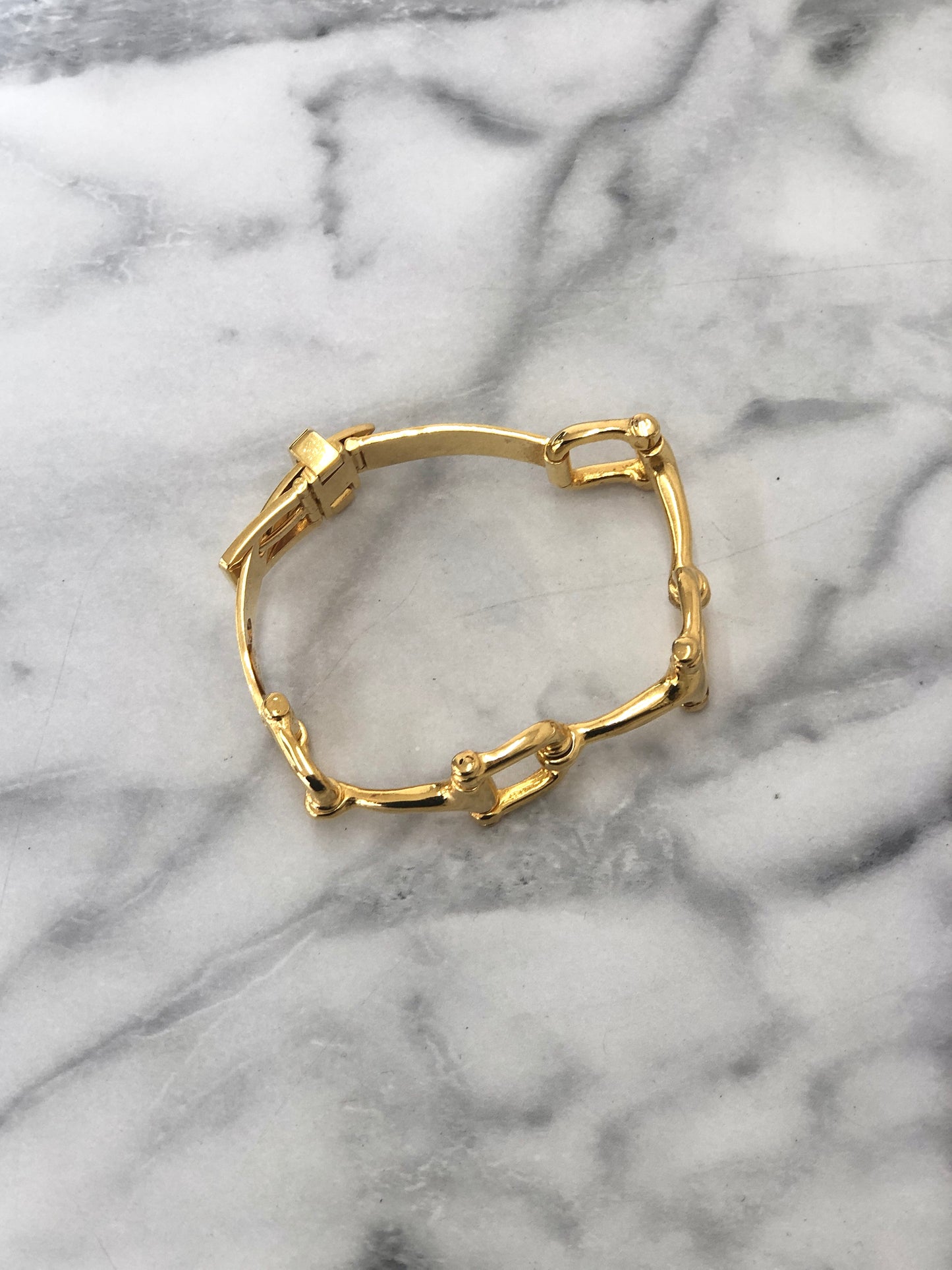 CELINE Horse Bit Bracelet Gold Vintage xyd5rw