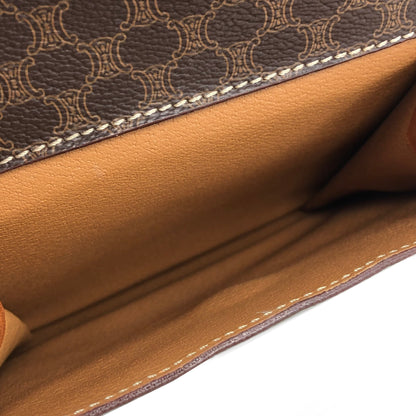 CELINE Macadam Blason Leather Handbag Brown Vintage b87m64