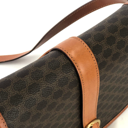 CELINE Macadam Flap Front belt Crossbody Shoulder bag Brown Vintage Old CELINE vhgz5e